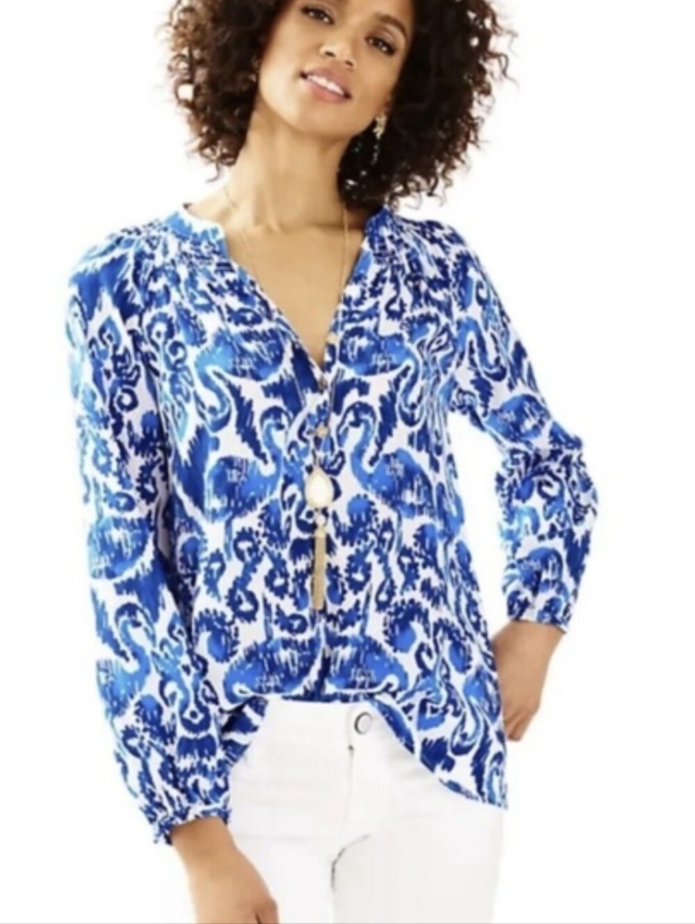 Lilly Pulitzer Meg Top Resort Navy Beach Bathers Medium